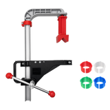 Drillmate DM100A kit — original frame photograph with four reference-based shim illustrations.