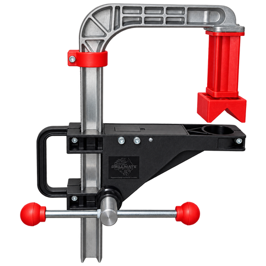 Drillmate portable drill press frame, control-side view