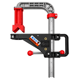 Drillmate portable drill press frame, reverse side with warning label