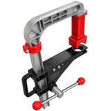 Drillmate portable drill press frame, overhead control-side view