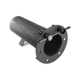 Flange Wizard 38240 threaded-pin flange aligner installed across the top holes of a pipe flange, showing the horizontal and vertical bubble levels.