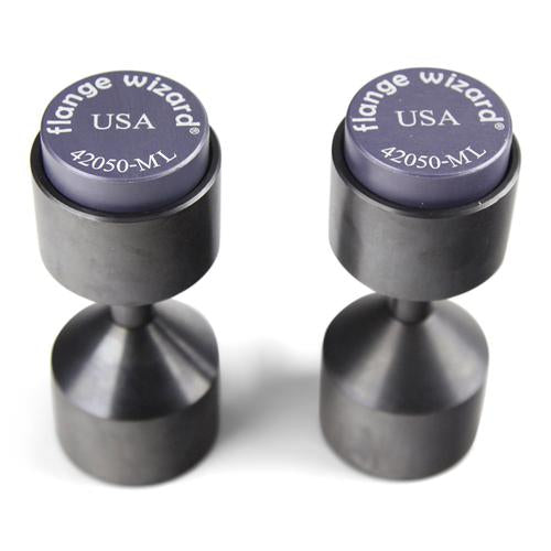 Flange Wizard 42050-ML large magnetic two-hole pins assembled as a pair, showing the labelled end caps.
