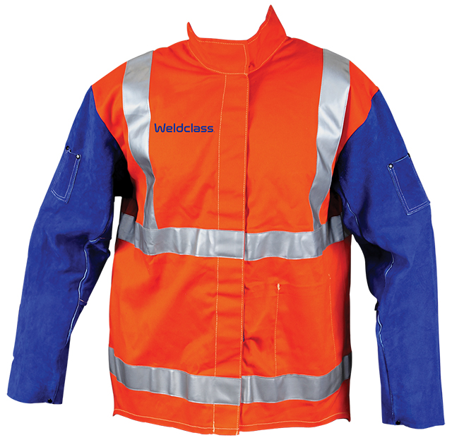 Weldclass PROMAX HV2 FR Hi-Vis with Leather Sleeves + Harness Flap