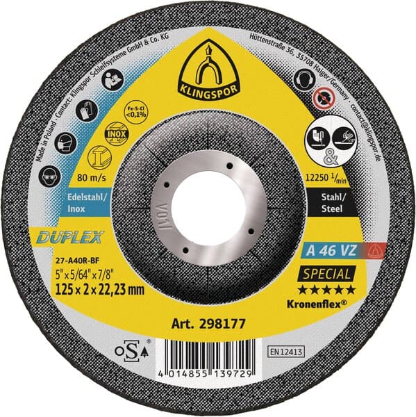 KLINGSPOR A 46 VZ Special Duplex Cutting and Light Grinding Discs – 25 Pack 298177