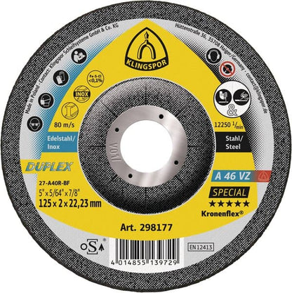 KLINGSPOR A 46 VZ Special Duplex Cutting and Light Grinding Discs – 25 Pack 298177