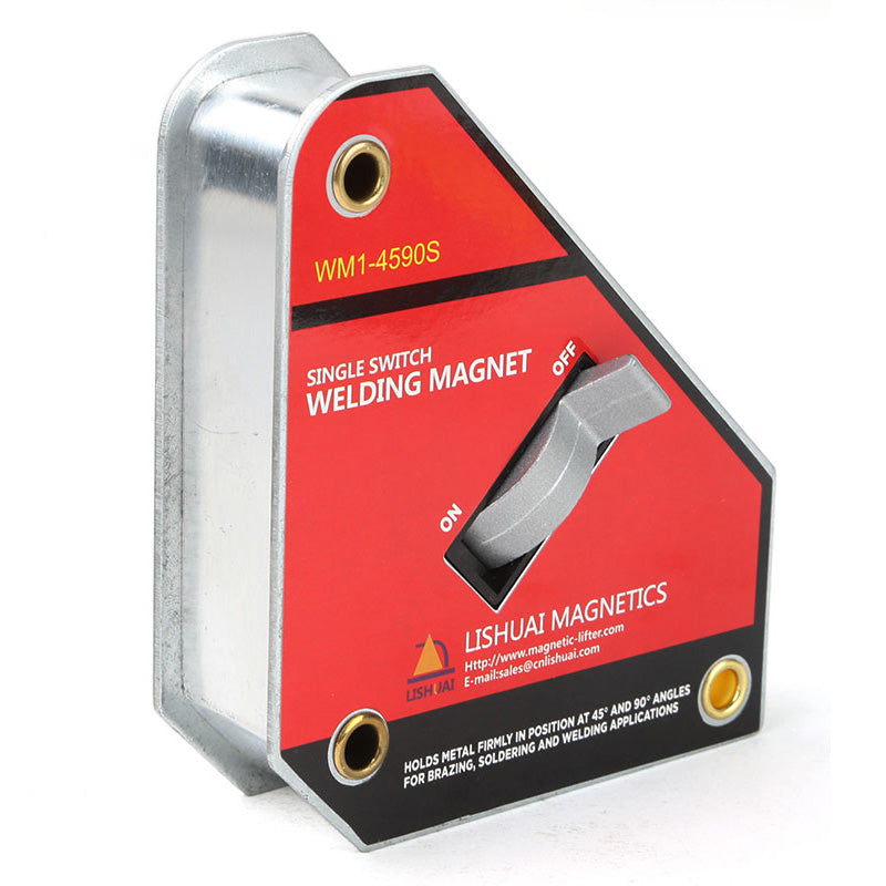 LISHUAI WM1-4590S welding magnet, opposite angled view showing switch and body thickness