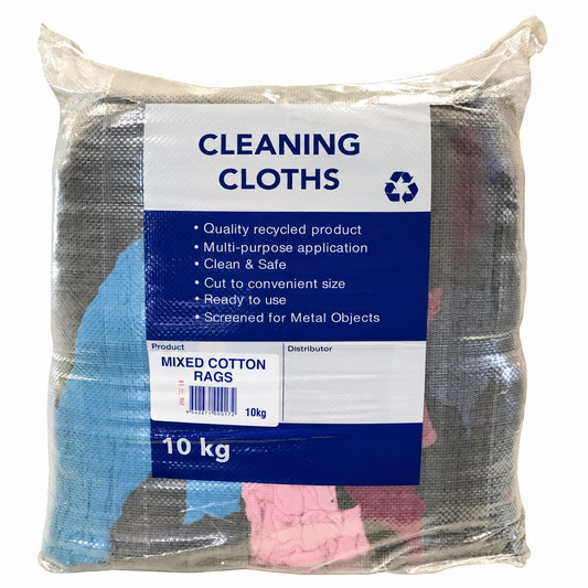 Hi-Tec mixed cotton cleaning rags in representative 10 kg packaging