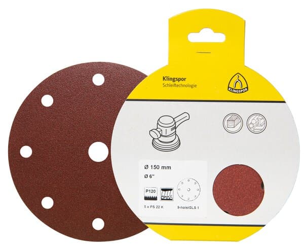 KLINGSPOR PS 22 K Retail packs Abrasive paper, self-fastening for Wood, Metals – 5 Pack - A&S Welding & Electrical