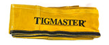 TIGMASTER TM410V split-leather cable cover, 100mm wide by 3m long, folded to show the Velcro closure and stitched edges.