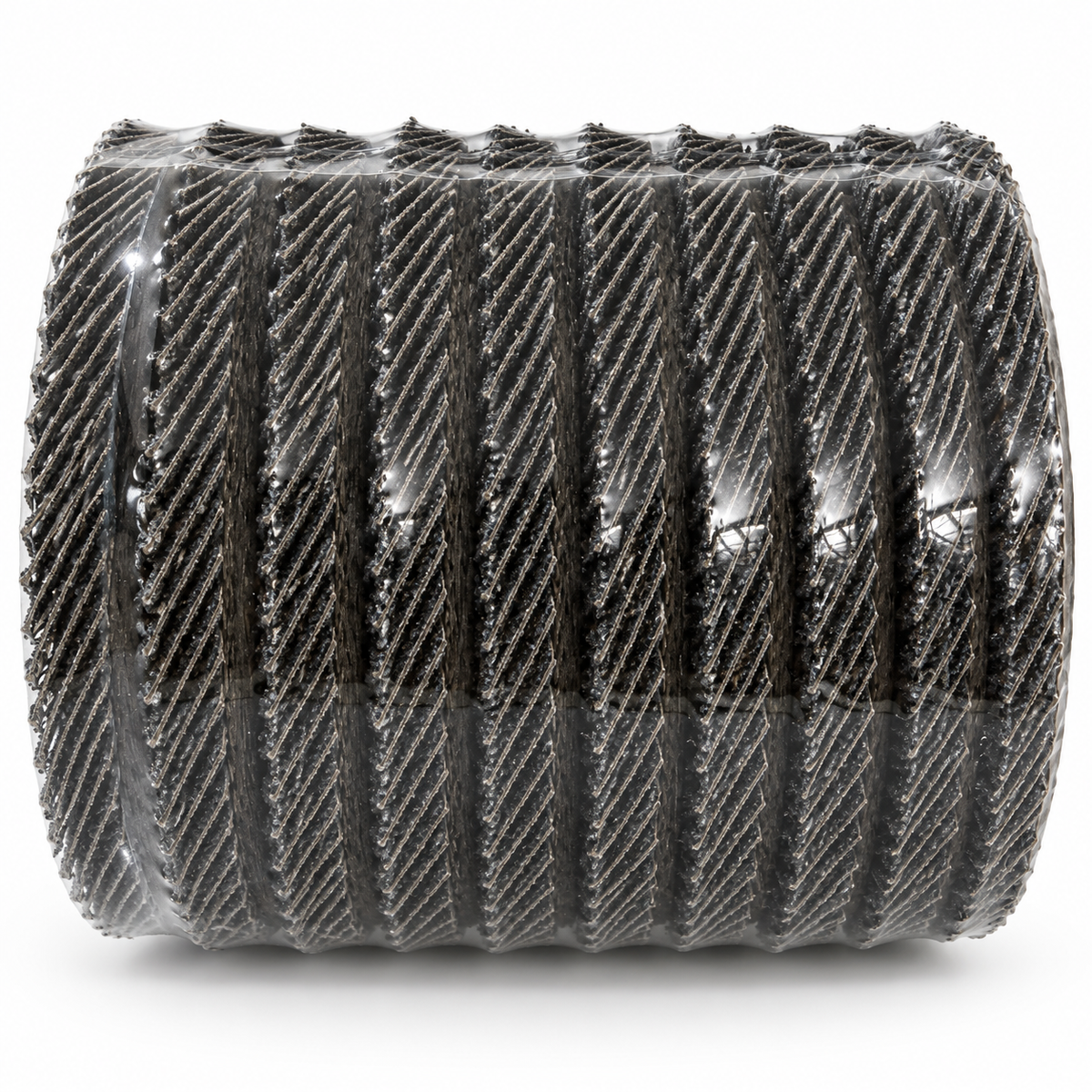 Tyrolit ONE 125 mm Form 27A 40-grit flap discs, 40-grit abrasive flap edges and shrink wrap detail