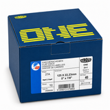 Tyrolit ONE 125 mm Form 27A 40-grit flap discs, pack-of-10 retail box, elevated view
