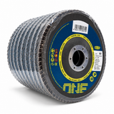 Tyrolit ONE 125 mm 60-grit flap discs, wrapped pack of 10, side angle