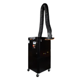 UNIMIG KSZ1.5S single-arm fume extractor, opposite-side view showing control panel, cabinet and suction arm