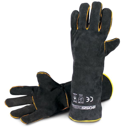 BossSafe Black & Gold 16in Welding Gloves