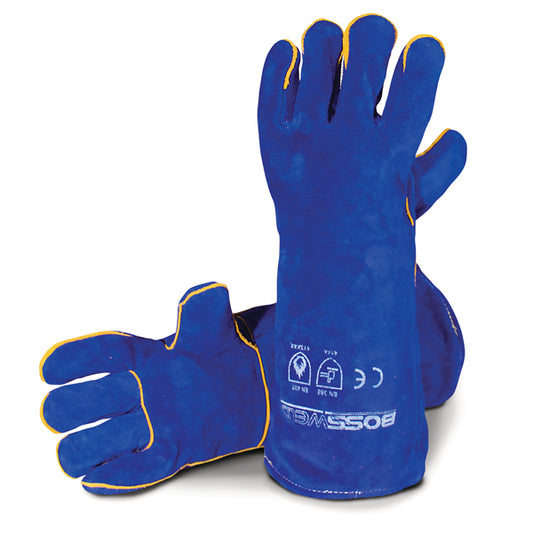 BossSafe Blue Kevlar Stitched Welders Gauntlets