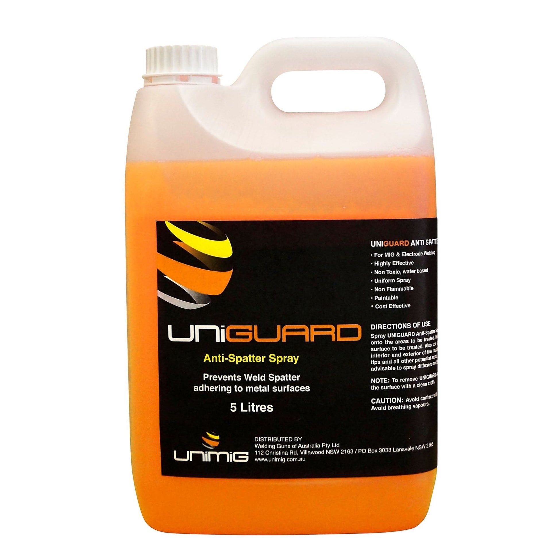 Anti-Spatter Spray - Water Based (5L & 20L) - UNIGUARD5 - A&S Welding & Electrical